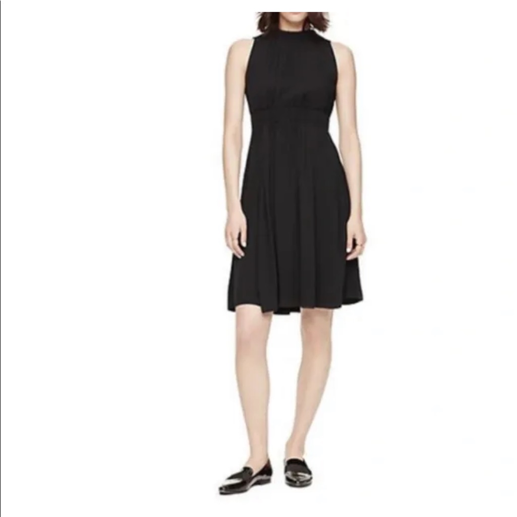 Kate Spade Rio Crepe Tie Back Dress Size 0 Black Knee Length Sleeveless Classic